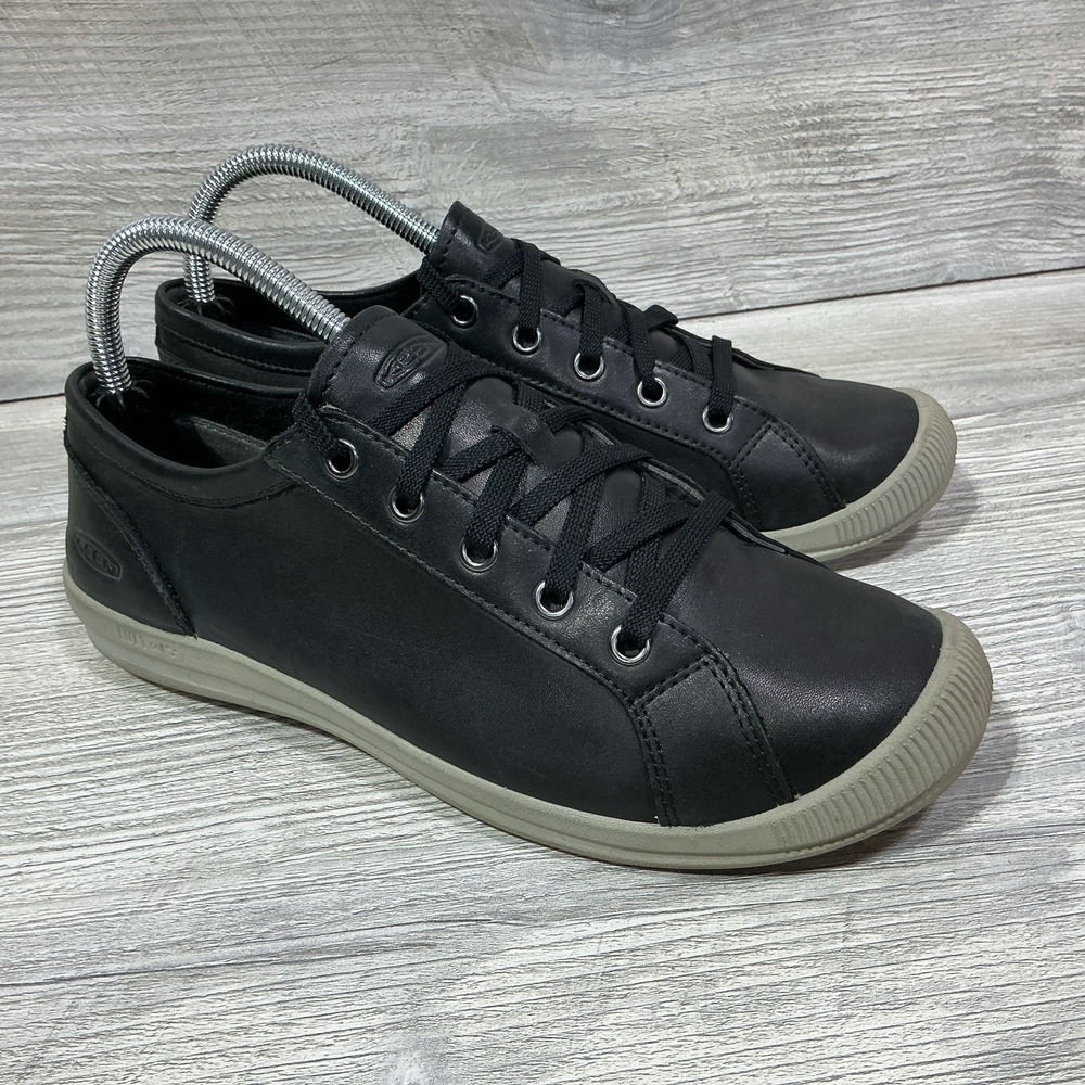 KEEN Lorelai Black Lace Up Womens Size 8.5 Leather Casual Walking Sneakers Shoes